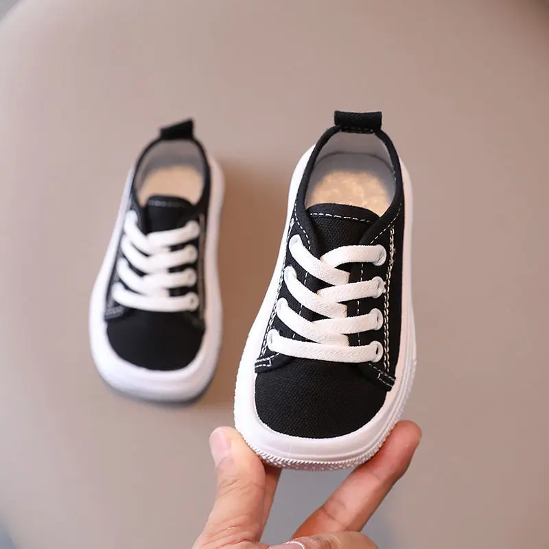 Girls Shoes Fashion Leisure Shoe Children\'s Canvas Shoes Sneakers Kids Casual Sport Shoes for Kindergarten Black White Orange