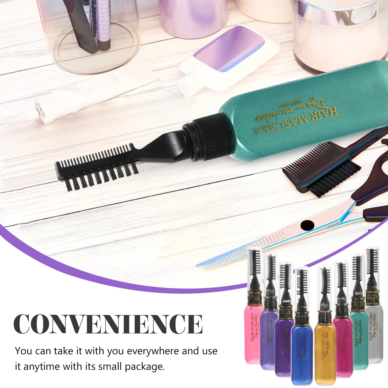 

8pcs Dye Comb Dark Hair Kids Temporary Color Easy DIY No Damage Harmless Special Occasions Quick Off Blend Black Safe