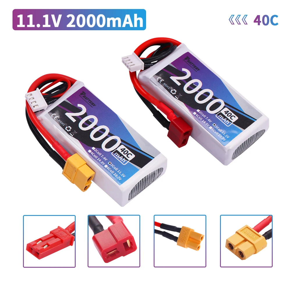 Upgrade 2000mAh 11.1V Battery for Rc Car Helicopter Airplane 11.1V Rechargeable Lipo Battery T/XT60/JST Plug For WLtoys V950