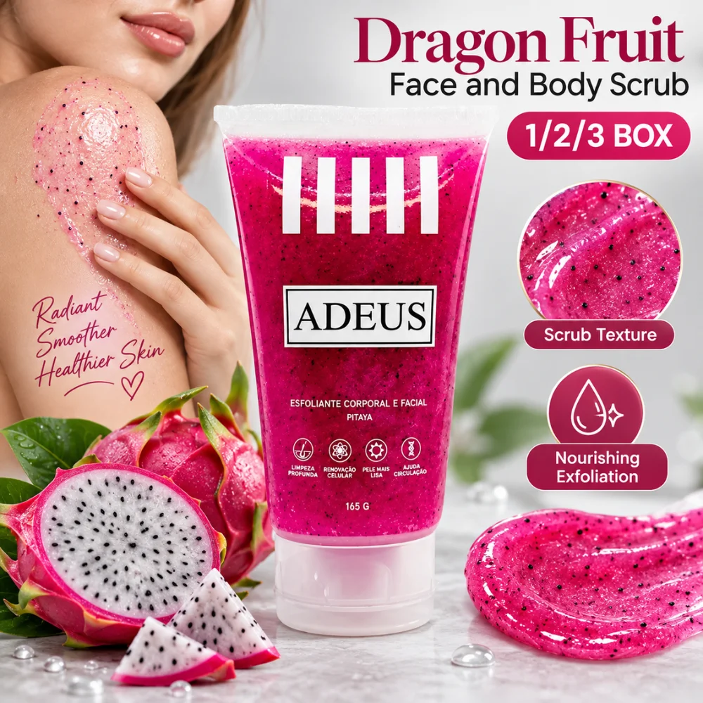 Dragon Fruit Face Body Scrub 165g Gentle Exfoliating Polish Dead Skin Removal Hydrating Smoothing Care for Rough Elbows Knees