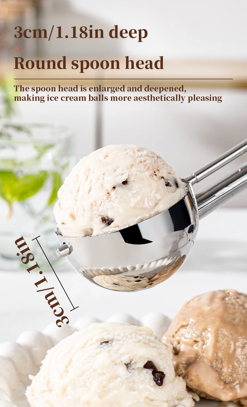 Edelstahl Eis Scoop Cookie Scoop Mehrzweck Eis Löffel Obst Scooper Melone Ball Teig Backen Küche Werkzeuge – Detail 5