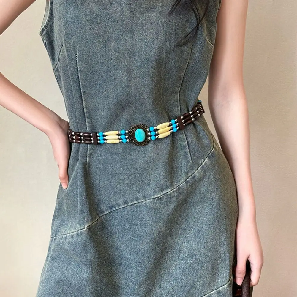 

PU Leather Ethnic Style Belt Waistband Western Denim Bohemian Style Waist Chain Retro Jeans Decor Weave Belt Female/Girls