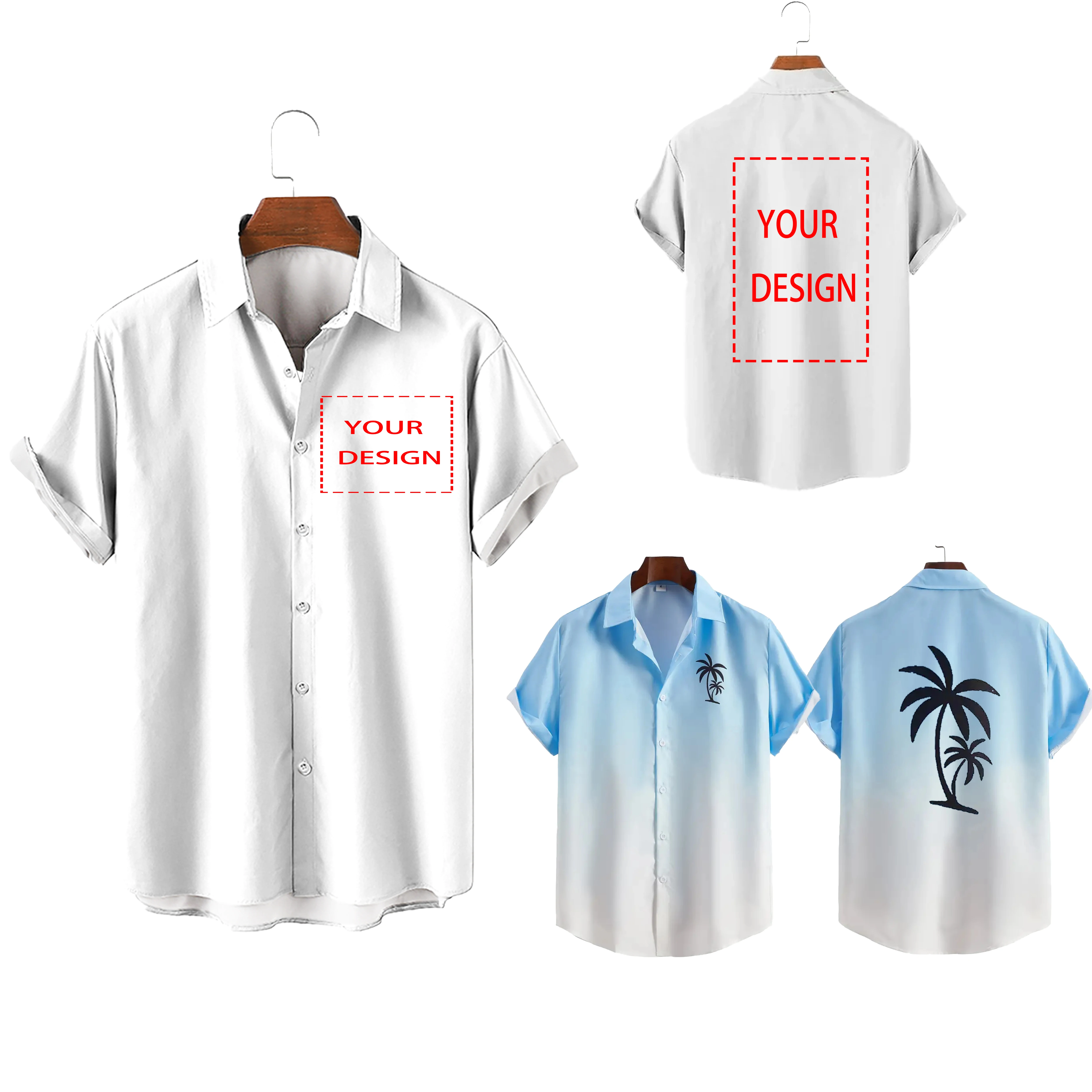 Unisex Hawaiihemden Benutzerdefinierte 3D Diy Print Button Shirts Kurze Ärmel/lange Ärmel Hawaii Custom Shirt Tops Europäische Größe 5xl