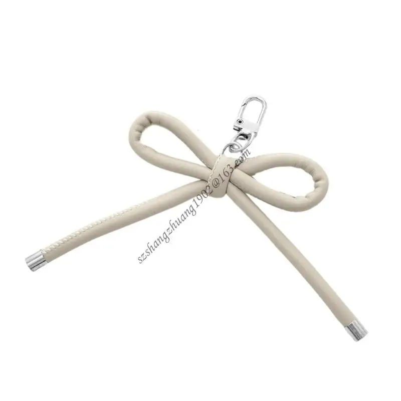 Practical Sturdy PU Leather Bowknot Keychain Charm Pendant for Bags and Phones in Trendy Aesthetic Ornament Q6RB