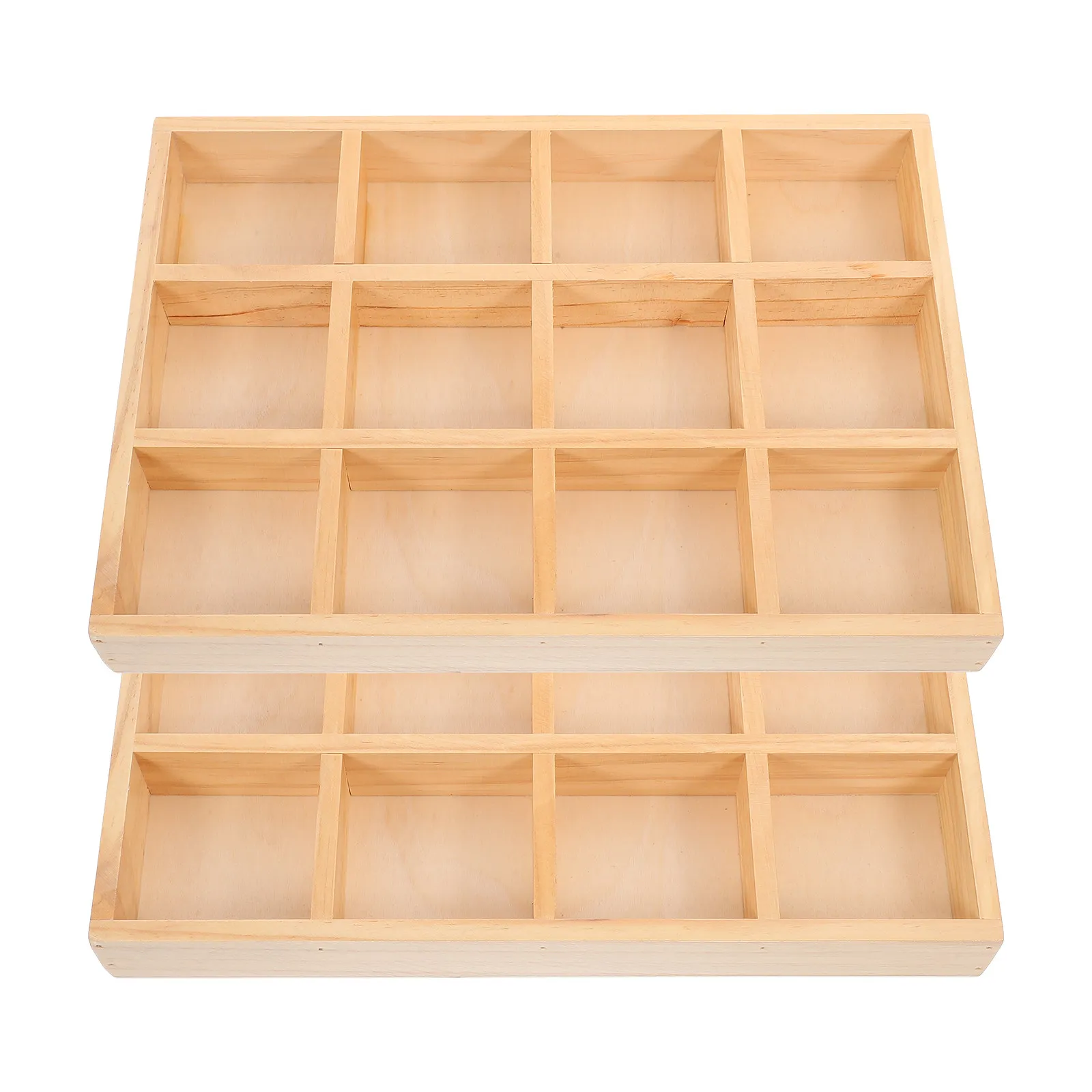 

Wooden Jewelry Tray with Multi-Grid Compartment Design for Rings Earrings Necklaces Bracelets Watches Keys Home Office Dorm