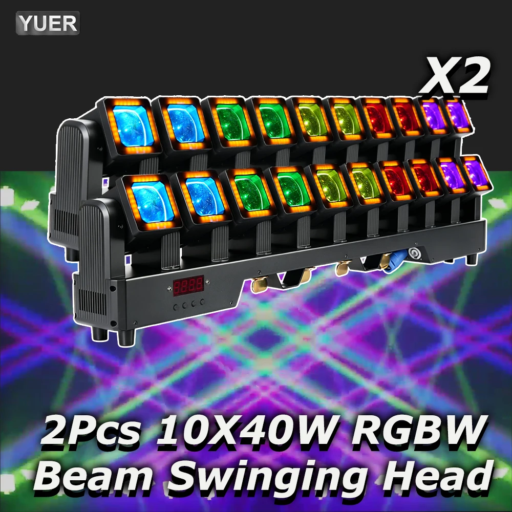 2Pcs/lot 10X40W LED RGBW Swinging Rotating Moving Head With Ring Beam Wash Pixel Zoom Matrix DJ Disco Stage Concert Bar Light