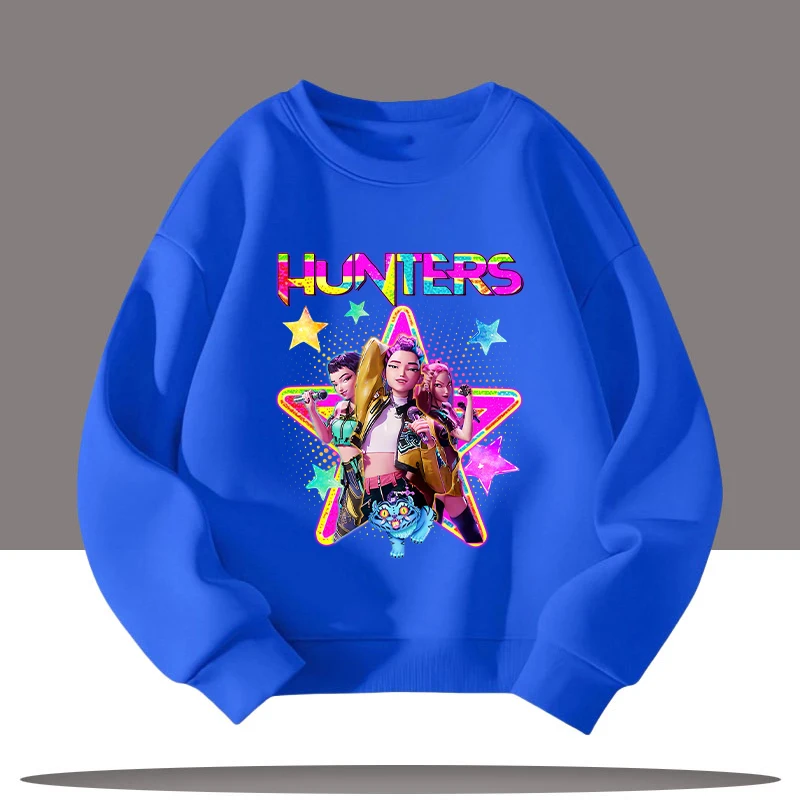 

K-pop Demon Hunters Cartoon Print 3-12 Year Old New Style Kids Round-neck Sport Shirt Cute Girl Casual Top Children's Clothing