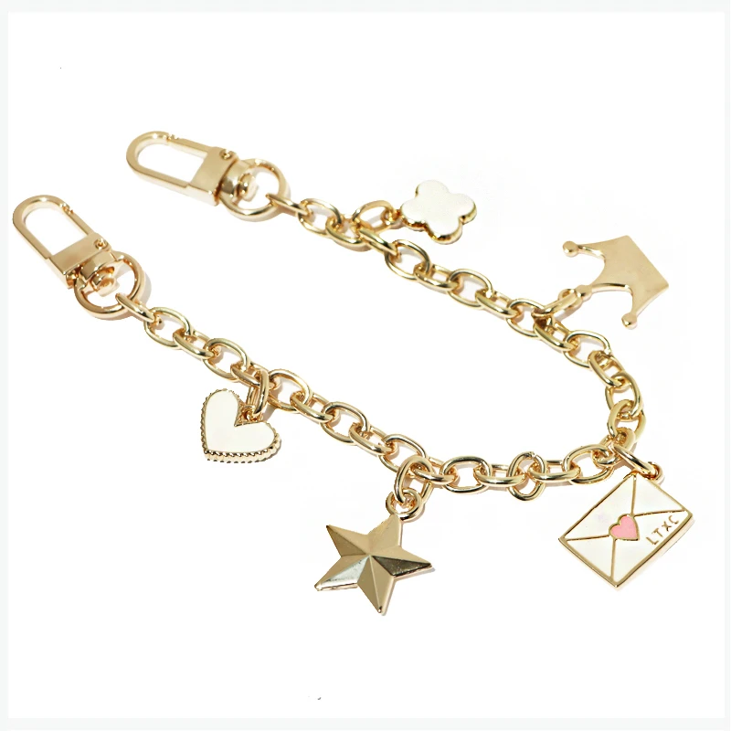 Designer purse charm chain gold metal flowers chain ornament for handbag bag Accessories Hardware high quality