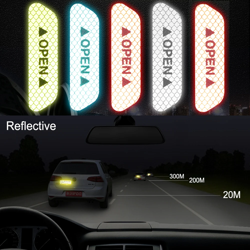 4X/Set Warning Stickers Car Door Reflective Warning FOR opel astra bmw f30 e36 citroen c1 vw caddy volvo v50 alfa romeo e46 v