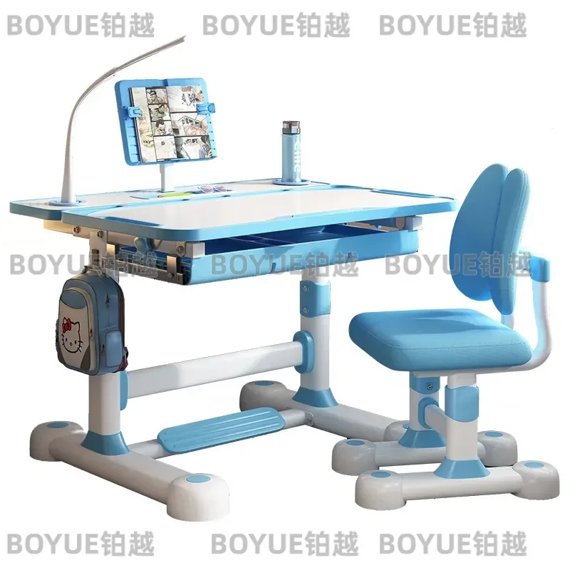 Ergonomic Kids Study Desk and Chair Set Adjustable Student Writing Table for Homework Primary School Children Home Learning