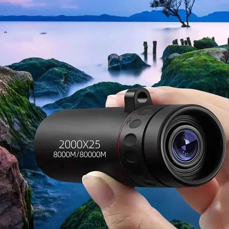 New Mini Portable 2000x25 HD Monocular Telescope With Phone Holder For Camping Hunting Birdwatching Travel Phone Photography