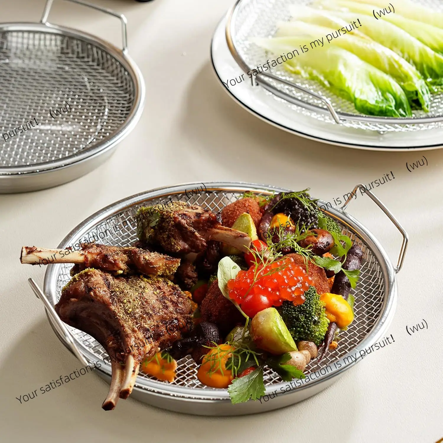Kitchen Oil Filter Tray Stainless Steel Air Fryer Mesh Pan Draining Basket for Fried Food Cooking Net Strainer Colander