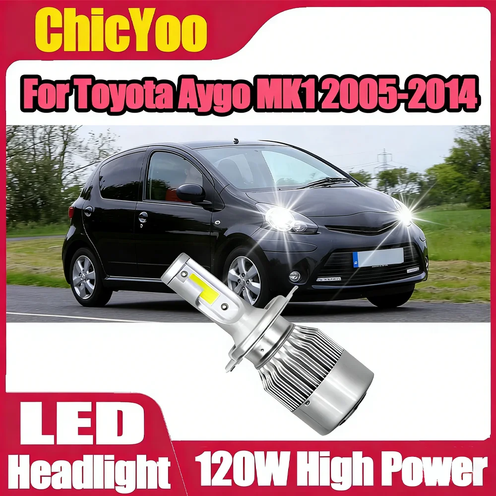 

1PCS 120W Car Headlight Auto Headlamp Car Light 12V 6000K For Toyota Aygo MK1 2005 2006 2007 2008 2009 2010 2011 2012 2013 2014