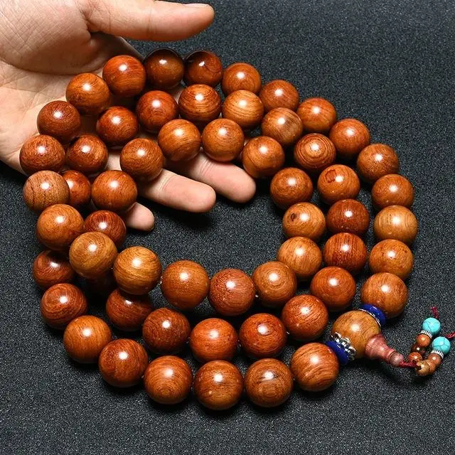 Myanmar Huanghua Pear Handheld Prayer Beads Car Pendant Burma Padauk Wood Knot Sandalwood Meditation Prayer Beads Bracelet