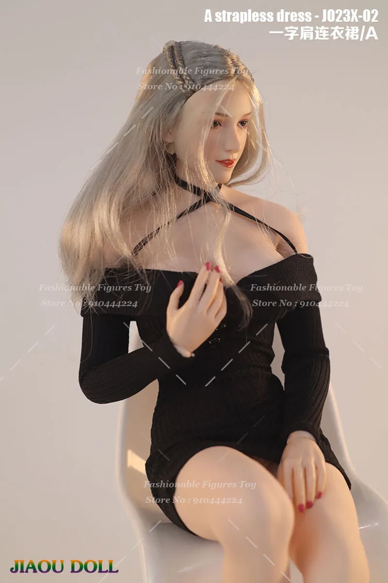 JIAOUDOLL JO23X-02 1/6 Soldato Femminile Vestiti di Tendenza Sottile Al Largo Della Spalla Manica Lunga Maglione Vestito Misura 12 pollici Action Figure Giocattoli