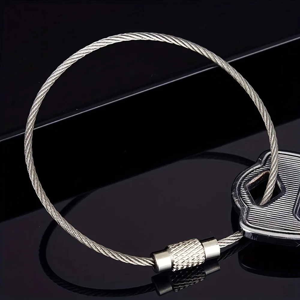 

Silver Wire Keychain Cable Loop Stainless Steel Stainless Steel Key Ring Loop Holder Metal Durable