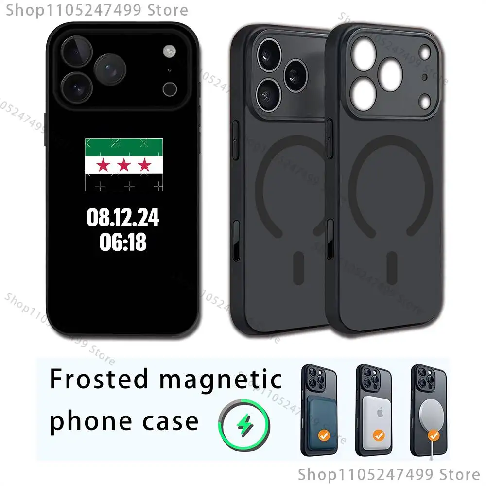 Telefono con logo dell'emblema della bandiera S-Syrian per iPhone 17,12,11,16,15,13,14,Pro,Max,Plus,Mini, per Magsafe, custodia di ricarica wireless magnetica