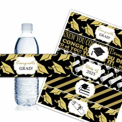Class of 2026 Bottle Wrappers Graduation Water Bottle Labels Black and Gold Graduation Party Favors