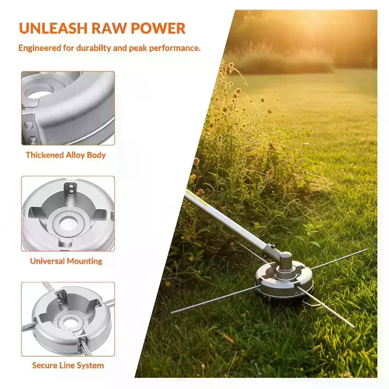 1 Set Aluminum Alloy Grass Trimmer Head With Nylon Wrapped Steel Line For Gardening Replacement Parts
