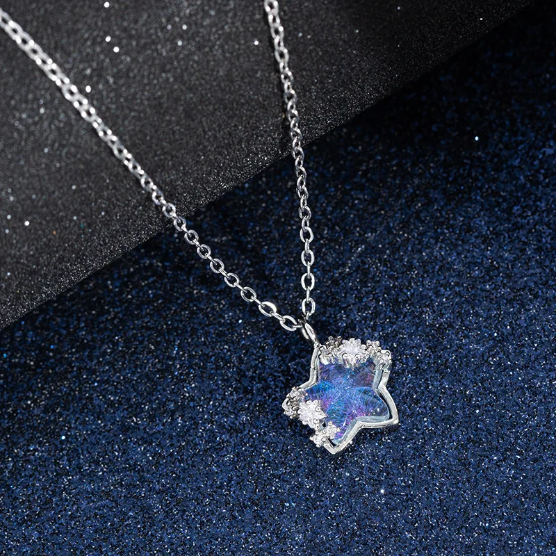 2023 Cute Trendy Star Moon Sugar Necklace New Moon Cloud Collarbone Chain Will Change Color Sugar Birthday Women's Gifts Jewelry