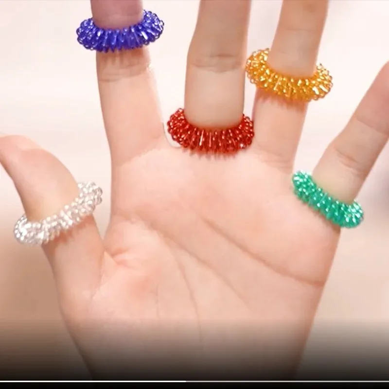 10pcs Finger Rings Set for Teens Adults Stress Reducer Massager Stress Relief Fidget Toys Acupressure Rings Spiky Sensory