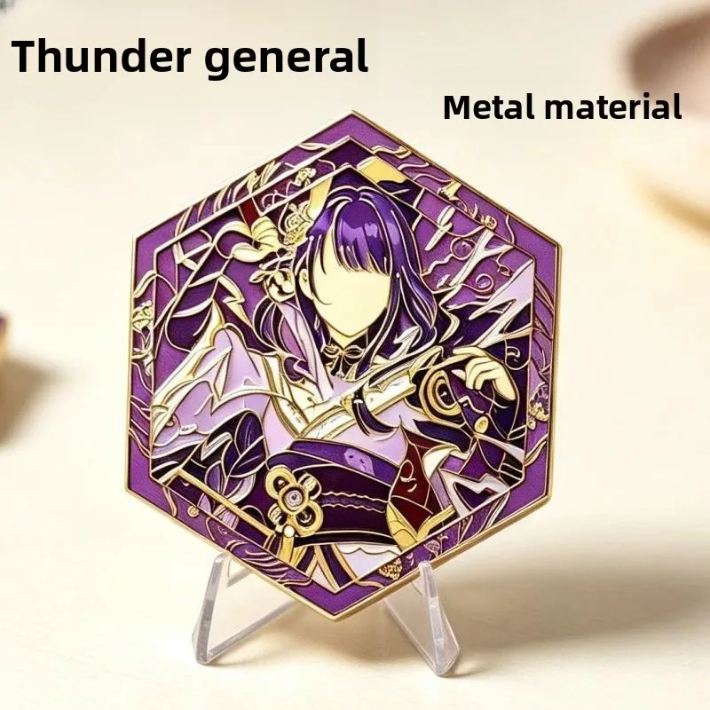 Raiden General Hexagonal Badge Fanren Original Two-dimensional Metal Etching Badge Bag Accessories Game Merchandise