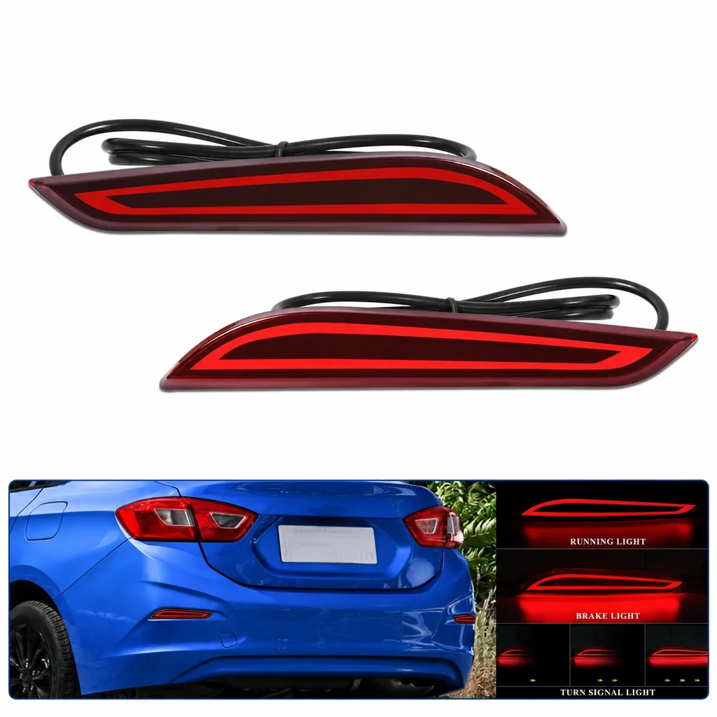 For Chevrolet Cruze 2017 2018 Rear Bumper Reflector Light Dynamic Turn Signal  Warning Lamp Waterproof LED Reverse Brake Lamp