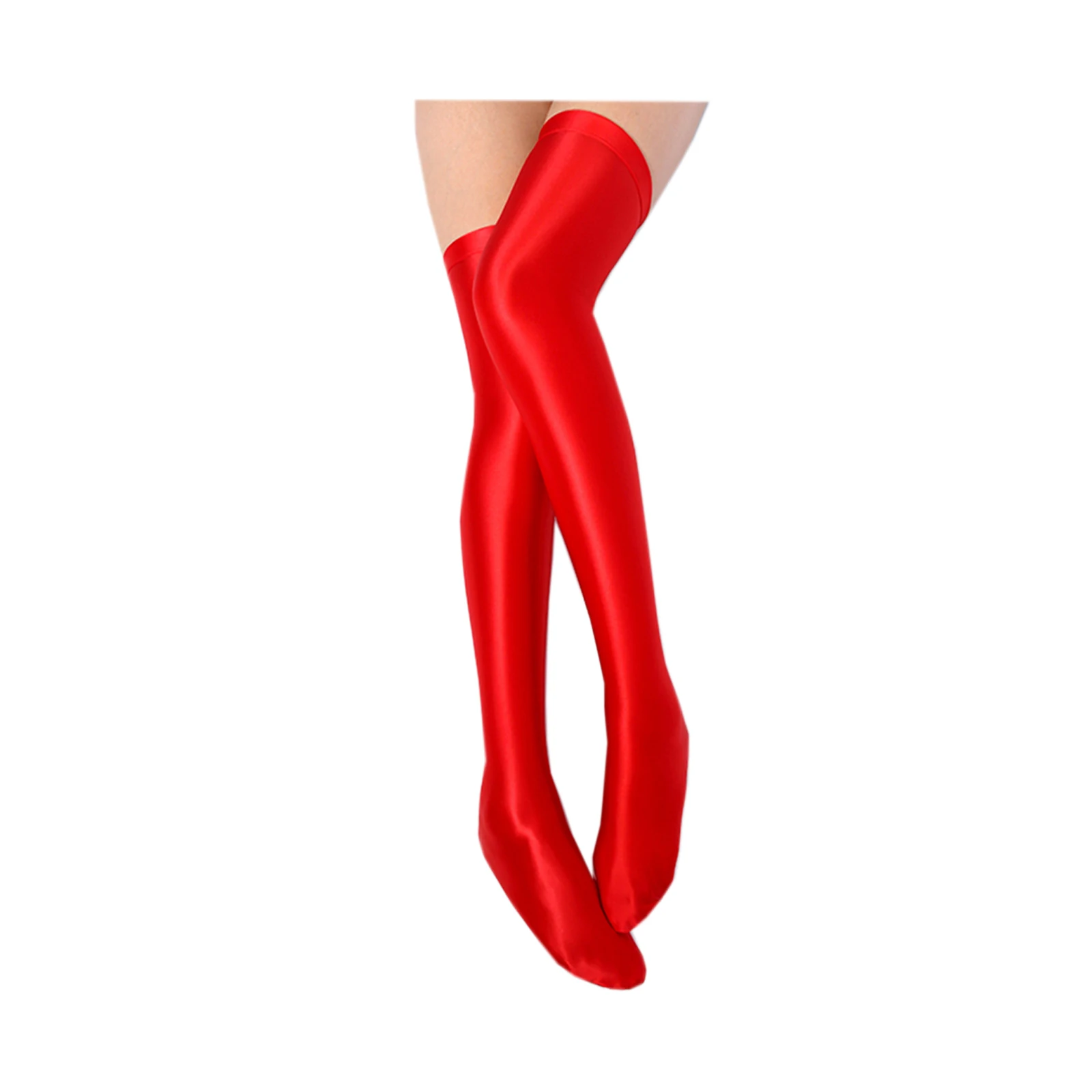 Sexy Glossy Silky Japanese Thigh High Stockings for Women over Knee Solid Shiny Smooth Elastic Sports Leggings