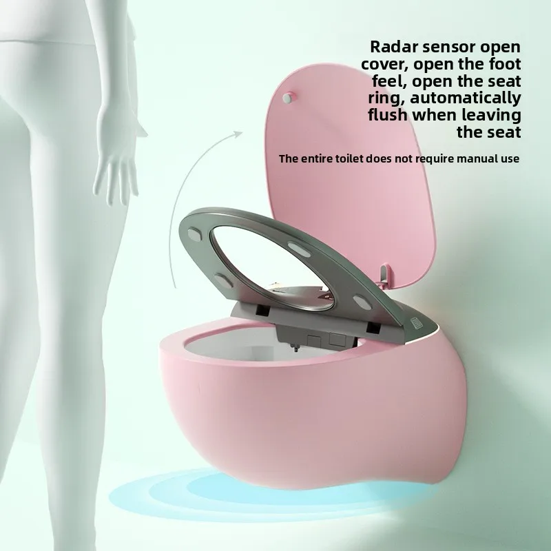 Intelligente, an der Wand montierte Keramiktoilette, eingebetteter Wassertank, vollautomatische, längliche Schüsselform, Siphon, Strahlspülung, P-Siphon-Entwässerung