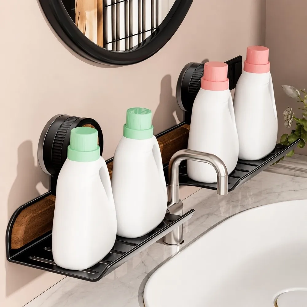 Suction Cup Faucet Organizer Rack Space Saving Vintage Wall Mount Bathroom Shelf Easy Install No Drill Over Faucet Sink Rack