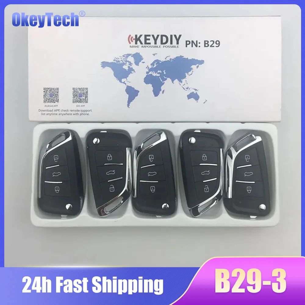 

Okeytech 5PCS/LOT 3 Buttons B Series B29 KD Key Remote Control Auto Car Key For KD900 URG200 KD200 Key Programmer KEYDIY