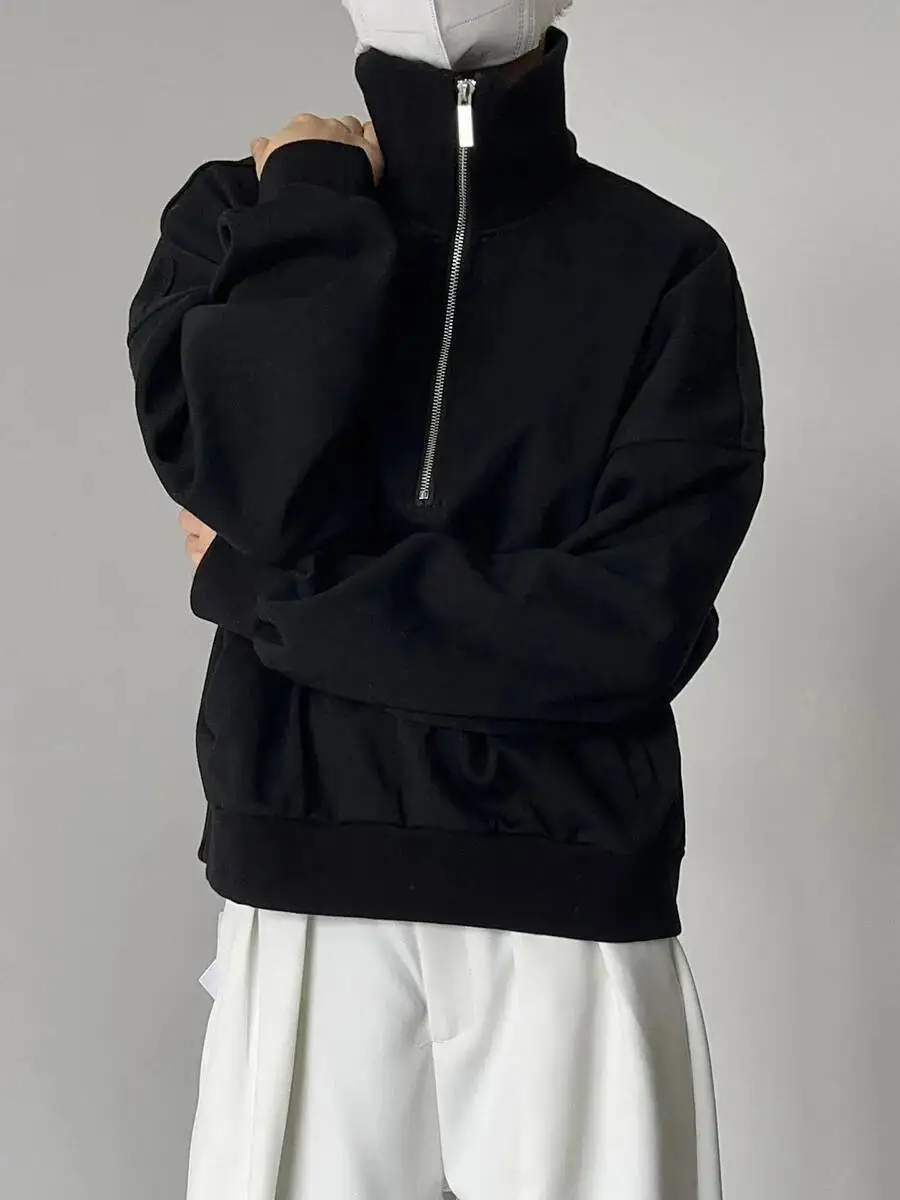 

Unisex Turtleneck Sweatshirt 2025 Autumn Winter Cardigan Half Zip Hoodie For Men Retro Jacket Sweatshirt Design Sweater