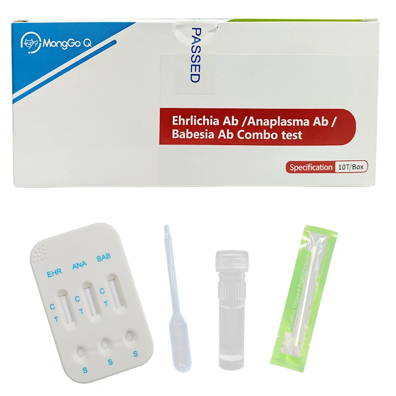 Monggoq-combo test for dogs, Algeria AB/Anaplasma AB/Babesia, for home use, EHR/ana/Bab AB-10PCs