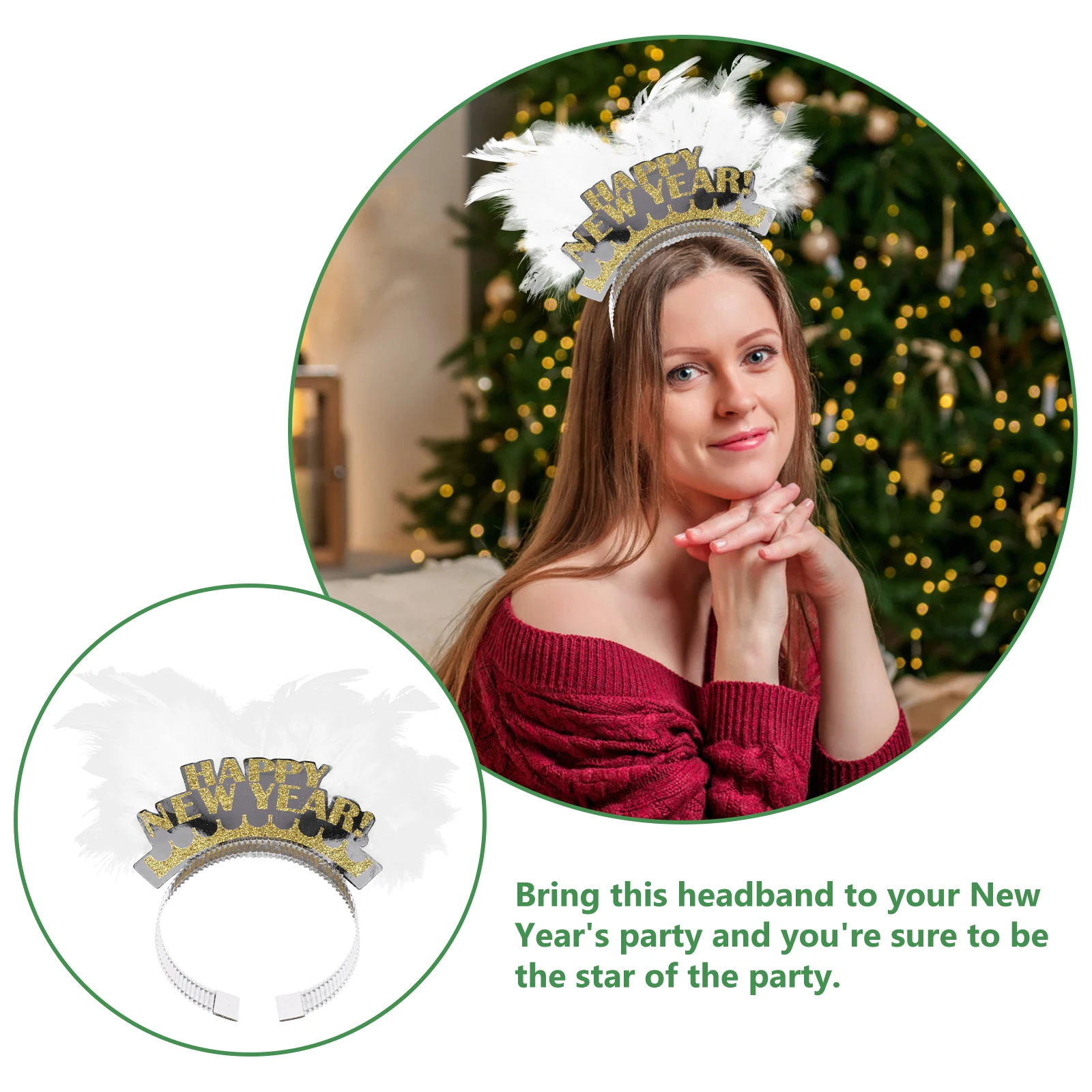 

2pcs New Year Headbands Happy Year Hair Hoops Party Headdress Graduation Accessories Kids Hair Decorations Lightweight
