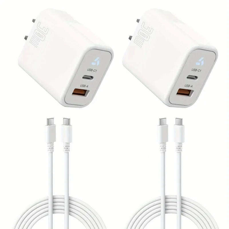 

Настенное зарядное устройство USB C мощностью 30 Вт с подсветкой, 2 порта, адаптер питания PD для iPhone 15/15 Pro/15 Pro Max/iPad Pro с 6-футовым кабелем USBC