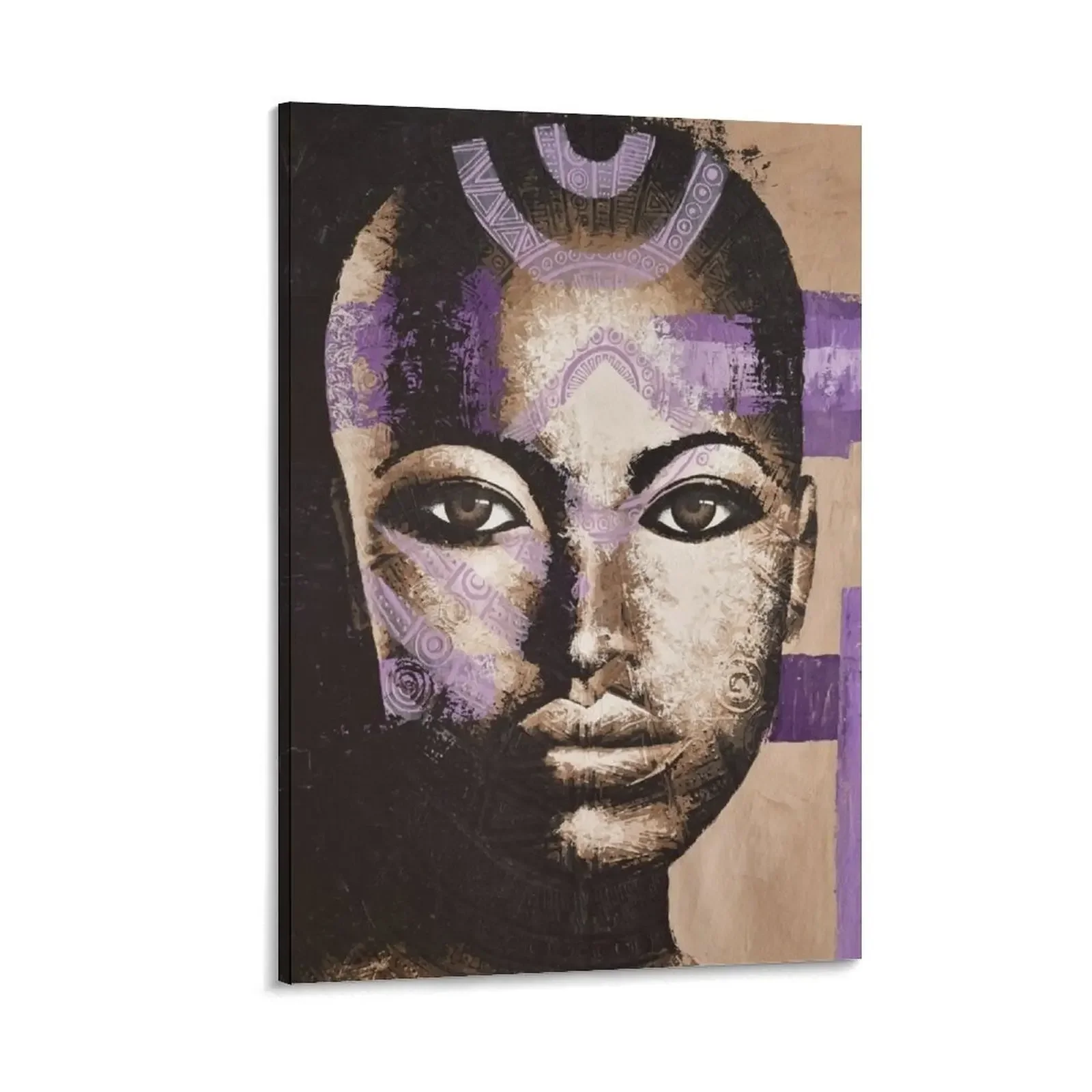

Melanin and Purple Tribal Portrait Canvas Painting Decorative prints wall painting poster anime Wall decoration frame