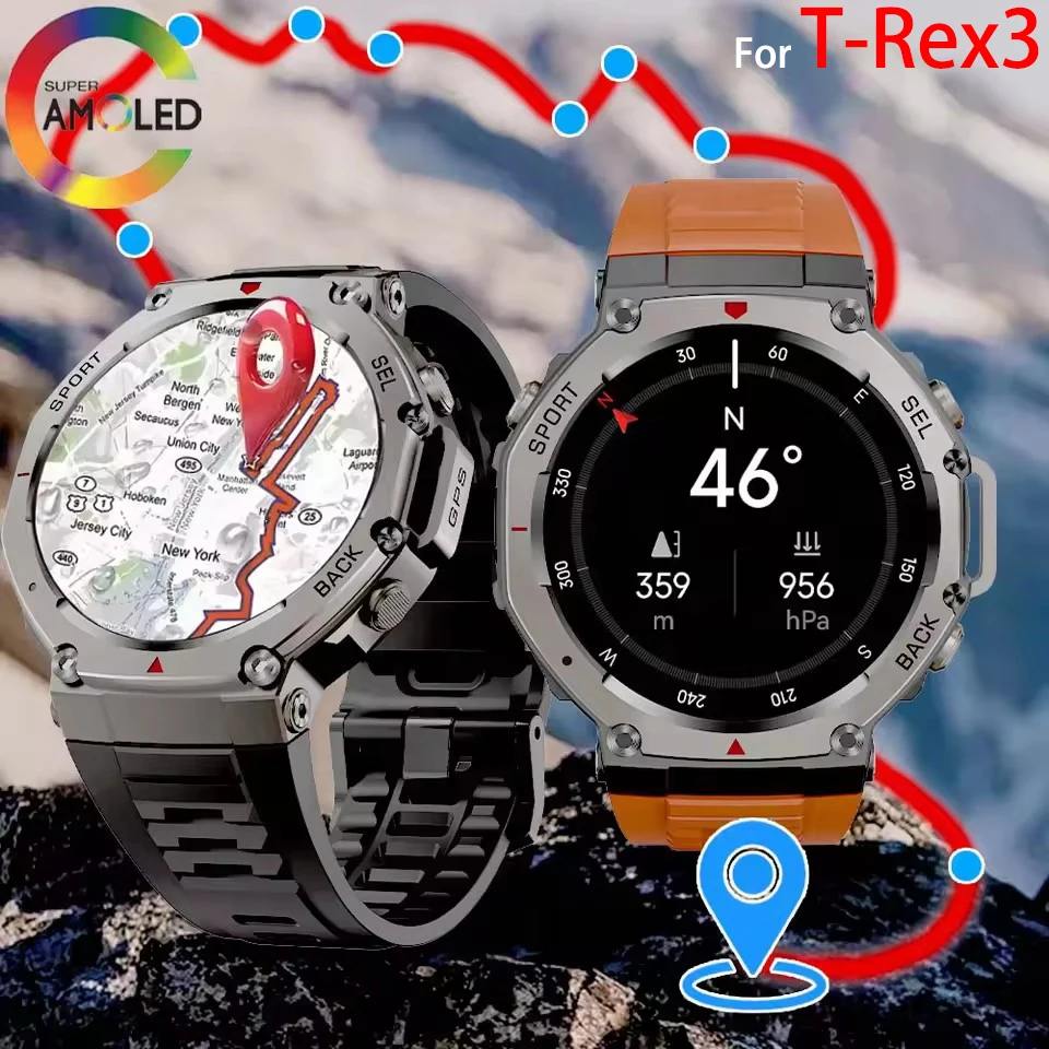 

Newin T-Rex3 GPS Смарт-часы Военные умные часы для мужчин 10 АТМ Водонепроницаемые 170 спортивных режимов Встроенный GPS BT Call для SmartWatch