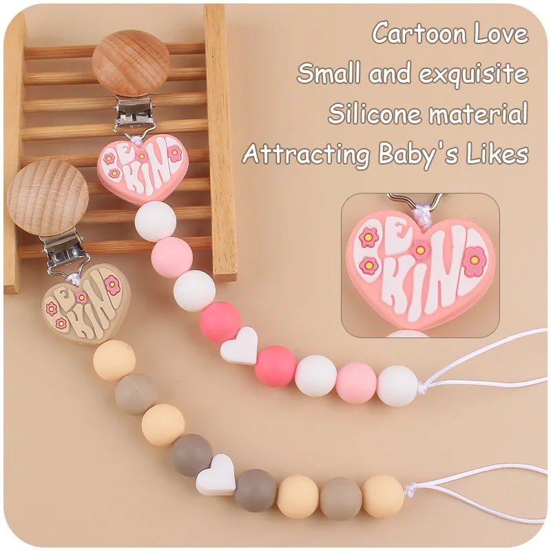 ABCPICK Bambino Del Fumetto Amore Massaggiagengive Creativo Del Bambino FAI DA TE Piccolo Amore Morso Del Silicone Catena Ciuccio Prevenire La Catena Manichino Pinze Regolabili