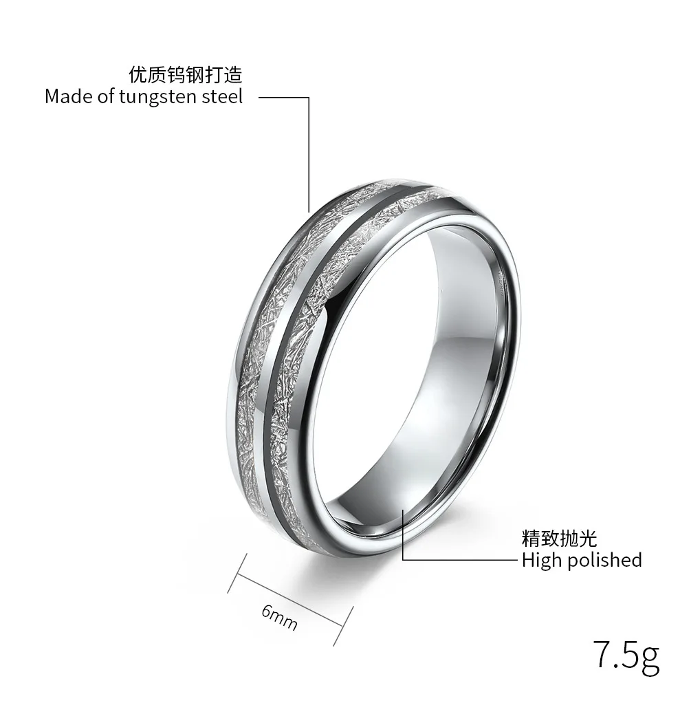 6/8mm Tungsten Carbide Ring for Men Women Wedding Band Inlaid Ice Silk Ring Polished Shiny Comfort  Luxurious for Couple