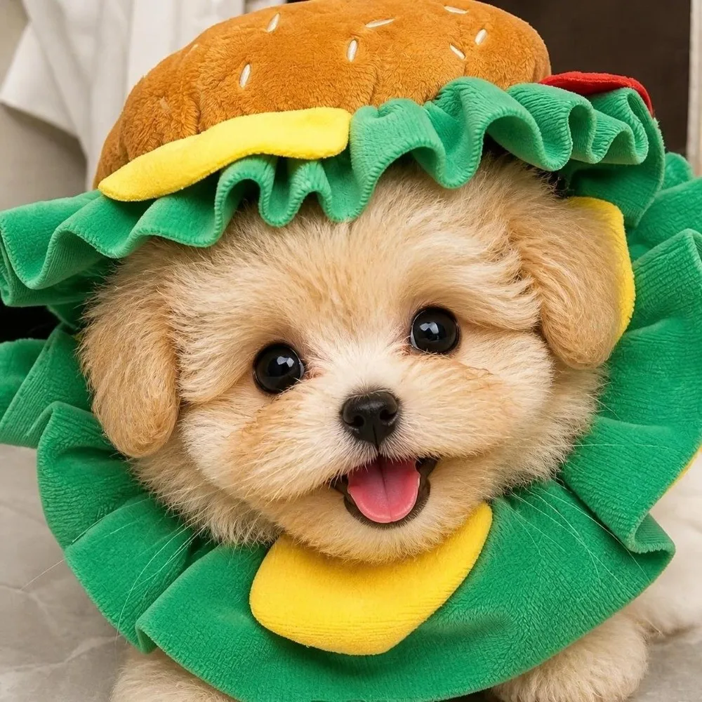 Cute Hamburger Pet Burger Hat Cross Dressing Cosplay Cat Headgear Funny Adjustable Puppy Accessories for Puppy