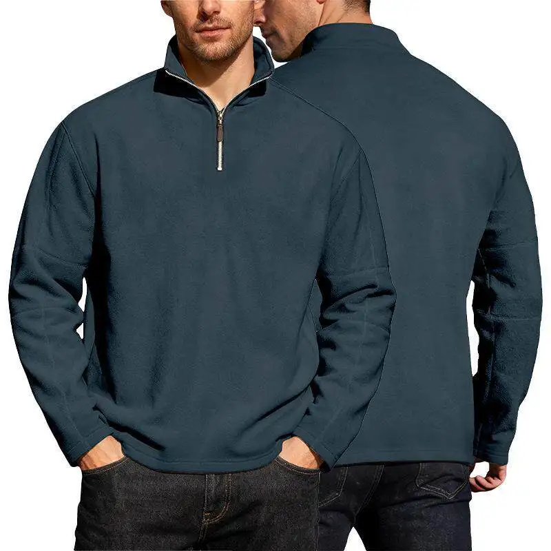 

Утепленная мужская толстовка на молнии с воротником-стойкой, длинным рукавом, теплая, осенне-зимняя, новинка
