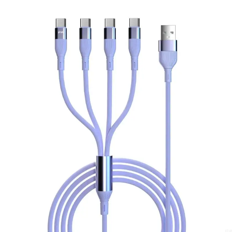 

E74D Разветвительный кабель USB C, кабель для зарядки USB-папа на 4 штекера типа C, USB-кабель 4 в 1