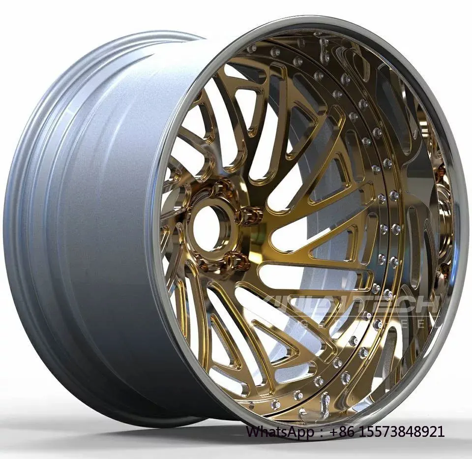 

Custom 2 Piece Forged Wheels Gold Mesh Design PCD 5x112 5x120 5x114.3
