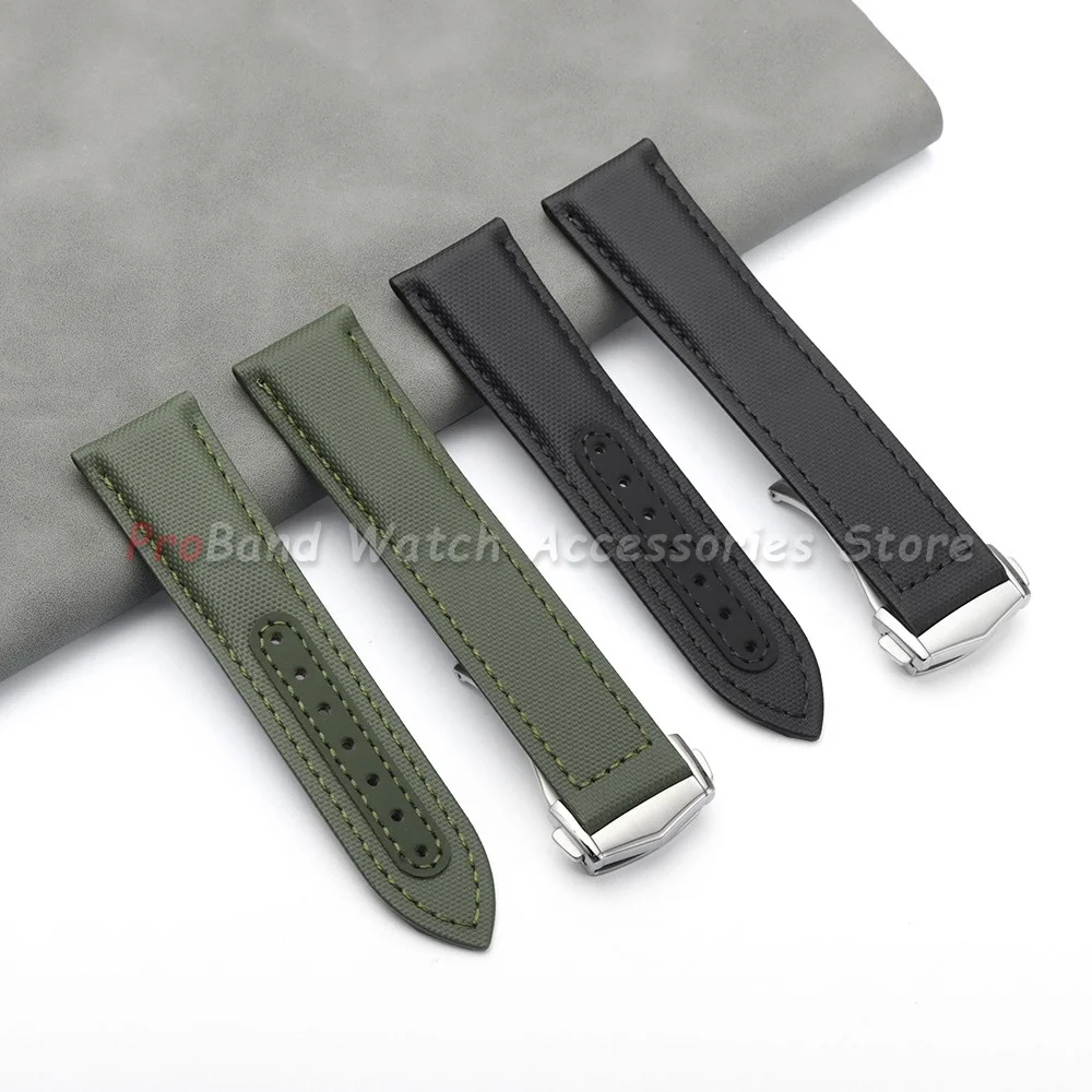 Canvas Nylon Watchband 20mm 21mm 22mm Watch Strap for Omega Seamaster 300 Speedmaster AT150 Fabric Leather for Seiko Bracelet