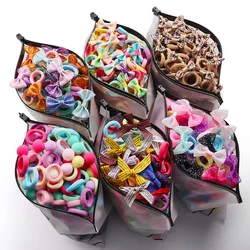 20Pcs/Set Colorful Nylon Small Elastic Hair Bands Kid Cute Bow Ties Ponytail Holder Headband Children Hair Accessories for Girls