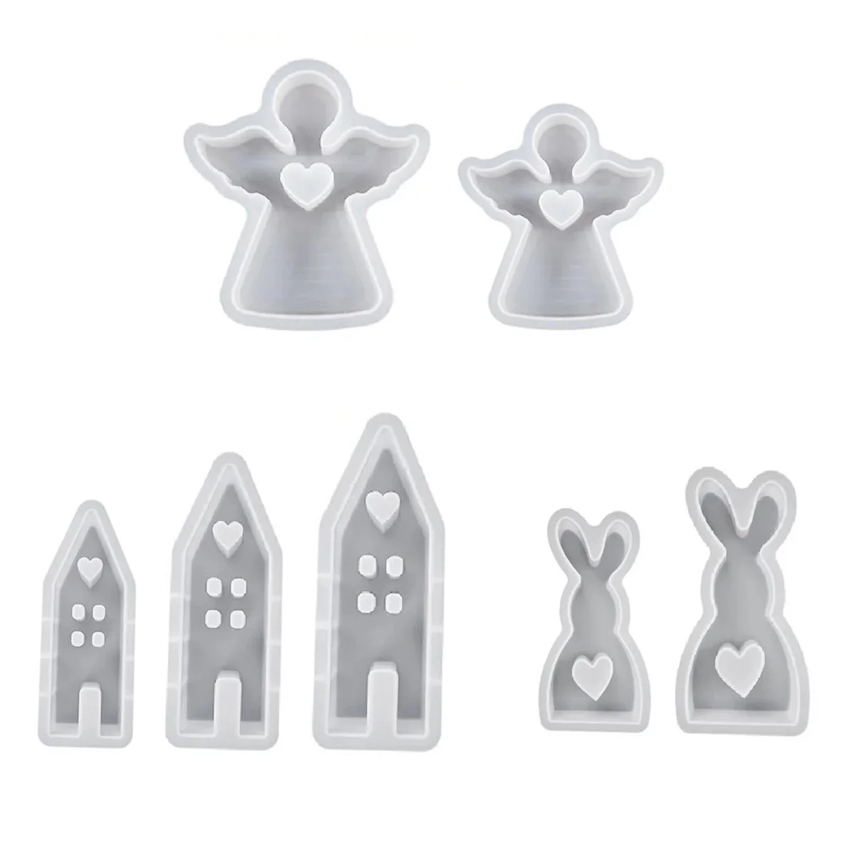 7 قطع DIY المنزل منزل أرنب زاوية شمعة قالب من السيليكون الحب شكل منزل كعكة الشوكولاته سيليكون الروائح ديكور المنزل