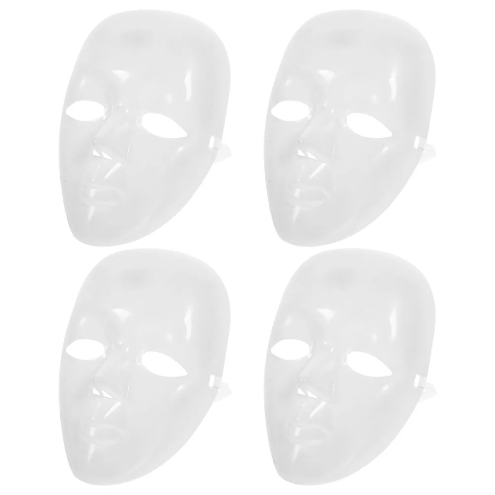 

4pcs Blank White Plastic Masks For Diy Paintable Craft Reusable Halloween Masquerade Face Mask Set For Cosplay Party Festival