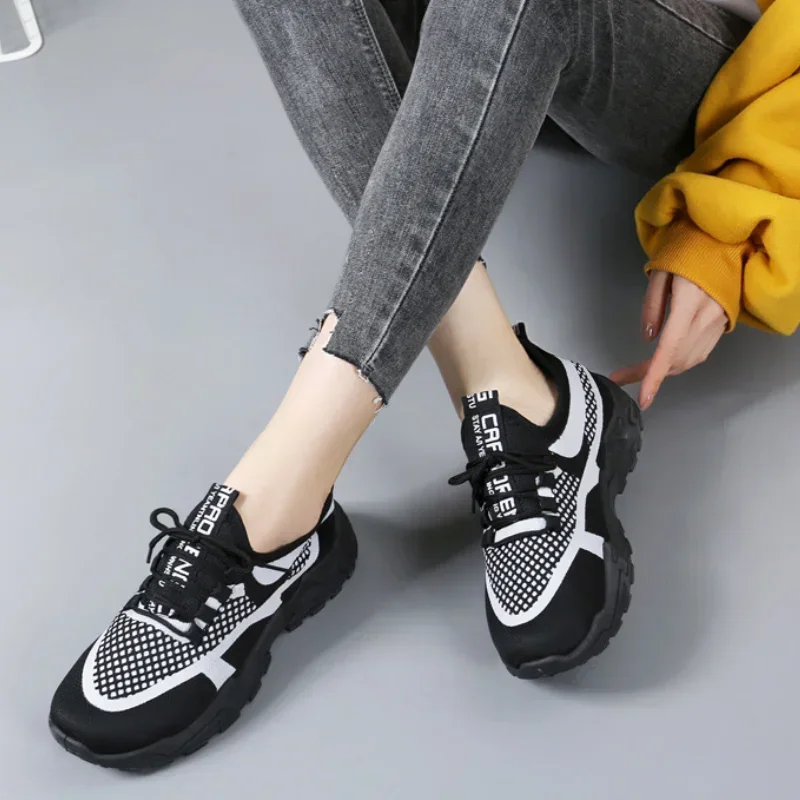 2024 New Women's Sneakers Breathable Platform Shoes Lightweight Running Shoes Fly Woven Mesh Womens Casual Shoes Tenis De Mujer