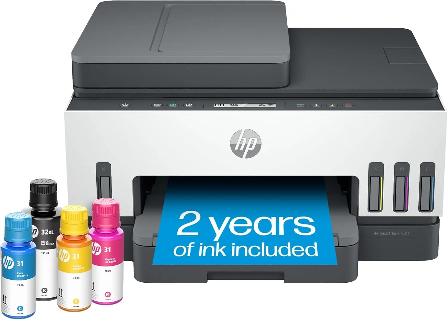 Cartridge-free Ink Printer, up to 2 years of ink included, mobile print, scan, copy