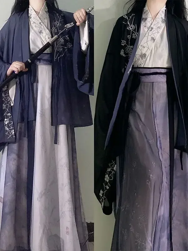 

Original Chinese Hanfu Women Weijin Period Ancient Printing Costume Niche Vintage Students Class Cosplay Uniform Hanfu Dress